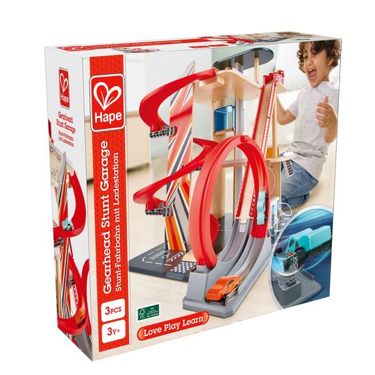 Hape Gearhead Stunt Garage Wooden High-Rise Car Parking Lot